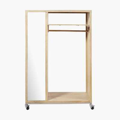 Maisons du Monde Mango Wood Wardrobe on Casters 1 Mirror Farmers pro