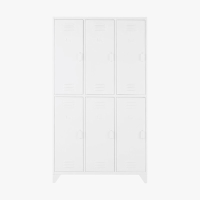 Maisons du Monde White Metal Industrial 6-Door Locker Wardrobe Sunset universe