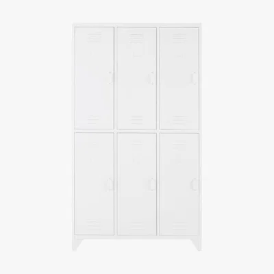 Maisons du Monde White Metal Industrial 6-Door Locker Wardrobe Sunset universe