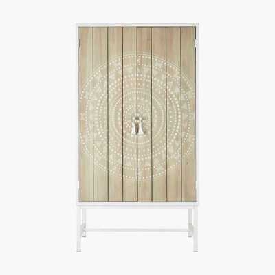 Maisons du Monde White Metal and Fir 2-Door Wardrobe with Print Latika