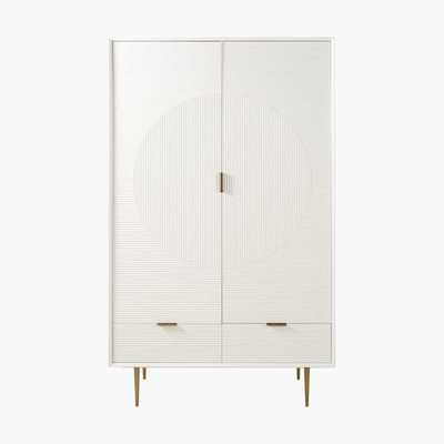 Maisons du Monde Satin-Finish White Pine 2-Door 2-Drawer Wardrobe Riverside