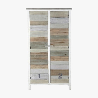 Maisons du Monde White Fir Wooden Wardrobe Noirmoutier