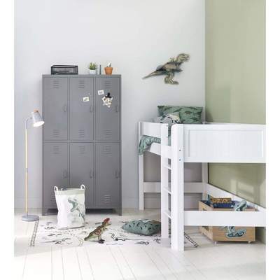 Maisons du Monde Grey metal industrial locker room wardrobe with 6-doors Sunset