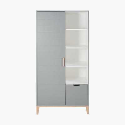 Maisons du Monde Grey-Blue Vintage 2-Door 1-Drawer Wardrobe Gaspard