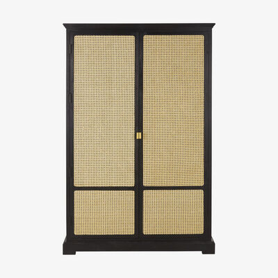 Maisons du Monde Woven rattan and black wardrobe with 2 doors