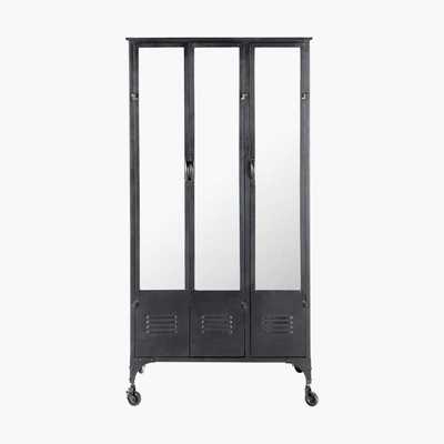 Maisons du Monde Metal industrial closet on castors in black Peter