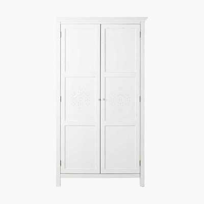 Maisons du Monde 2-door white pine wardrobe with relief motifs Bianca