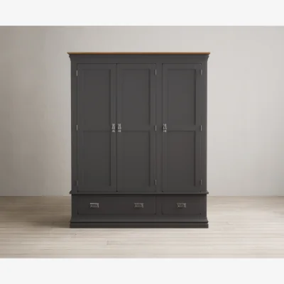 Oak&More Charwood Oak and Charcoal Painted Triple Wardrobe