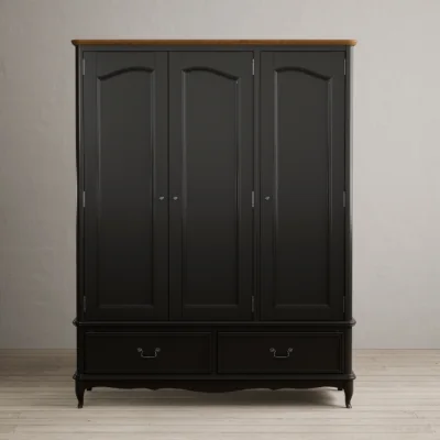 Oak&More Chateau Noir Oak and Black Painted Triple Wardrobe