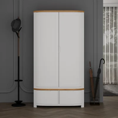 Oak&More Bradwell Oak and Signal White Painted Double Wardrobe