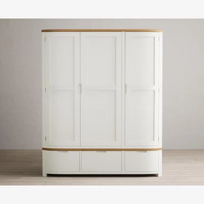 Oak&More Bradwell Oak and Signal White Painted Triple Wardrobe