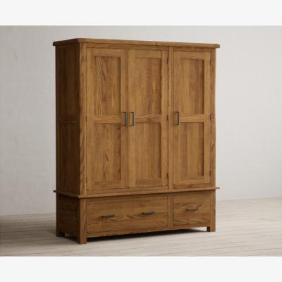 Oak&More Harrogate Rustic Solid Oak Triple Wardrobe