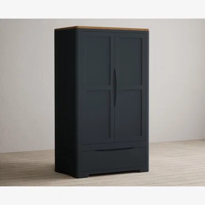 Oak&More Pembridge Oak and Dark Blue Painted Double Wardrobe