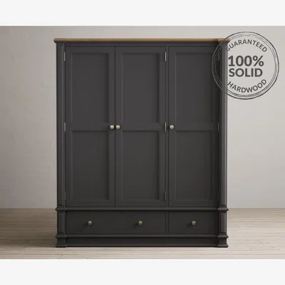 Oak&More Lawson Oak and Charcoal Grey Painted Triple Wardrobe