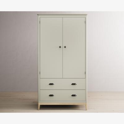 Oak&More Ancona Oak and Soft Green Painted Double Wardrobe