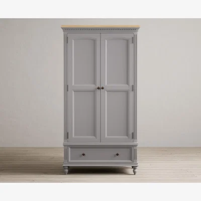 Oak&More Francis Oak and Light Grey Painted Double Wardrobe