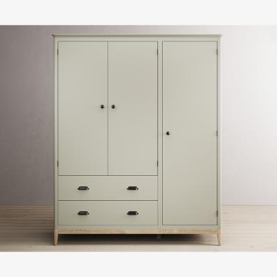 Oak&More Ancona Oak and Soft Green Painted Triple Wardrobe