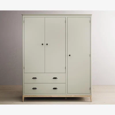 Oak&More Ancona Oak and Soft Green Painted Triple Wardrobe