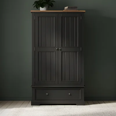 Oak&More Charlton Oak and Black Painted Double Wardrobe
