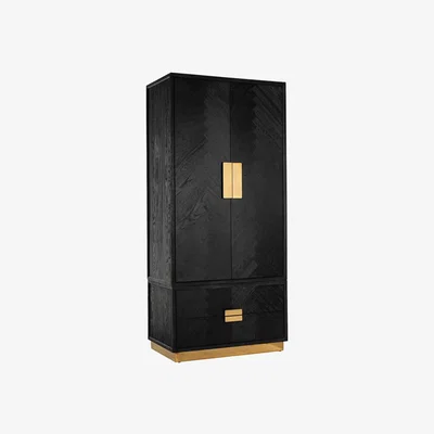Olivia's Richmond Blackbone 2 Doors and 2 Drawers Gold Wardrobe