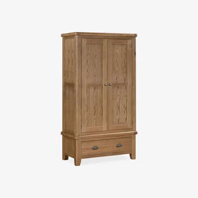 Downtown Juniper Double Wardrobe With Drawer - Smoked Oak In SmokedOak