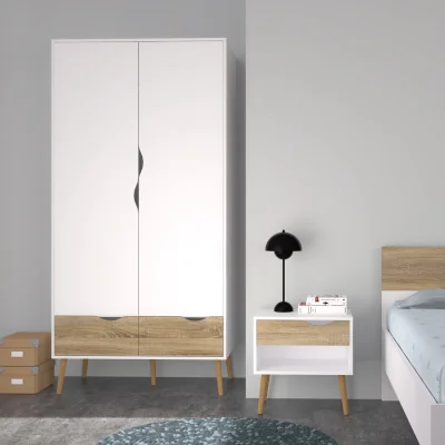 The Range Oslo Wardrobe 2 Doors 2 Drawers in White and Oak - White & Oak