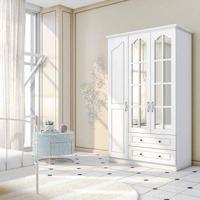 The Range DIANA  3 Door 2 Drawer Mirrored Wardrobe, White - White