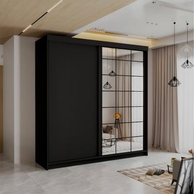 The Range Modern Sliding Door Wardrobe with Mirror - Sizes 150cm, 200cm and 250cm - Black