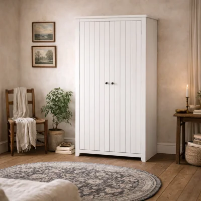 The Range Wyld Haus Tralee 2-Door White-Washed Pine Wardrobe - White