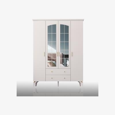 The Range ZARA PLUS 4 Door 2 Drawer Mirrored Wardrobe, White - White