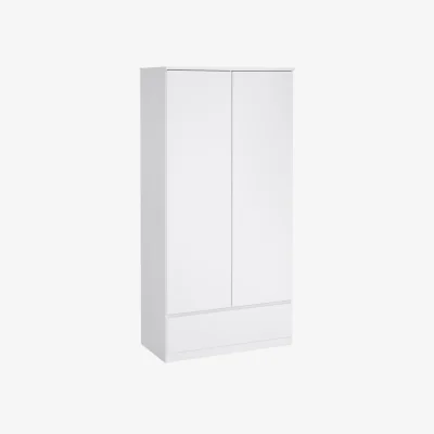 The Range Naia Wardrobe with 2 Doors 1 Drawer in White High Gloss - White High Gloss