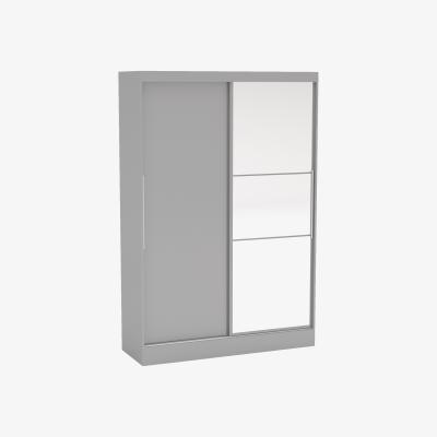 The Range Lynx 2 Door Sliding Wardrobe With Mirror - Grey / Grey