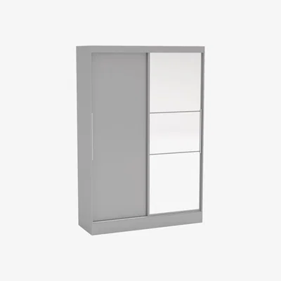 The Range Lynx 2 Door Sliding Wardrobe With Mirror - Grey / Grey