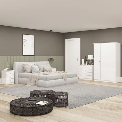 The Range Denver 3 Door Wardrobe Bedroom Set - White