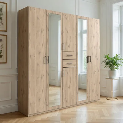 The Range Dillingen Viking Oak 5 Door 225cm Wardrobe with Mirror - Oak
