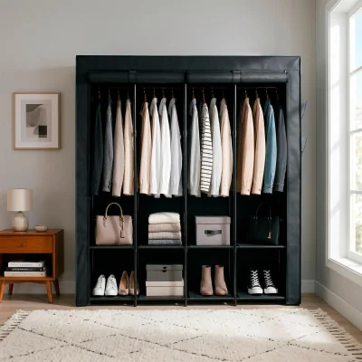 The Range Portable Fabric Wardrobe - 170 x 45 x 167cm - Black