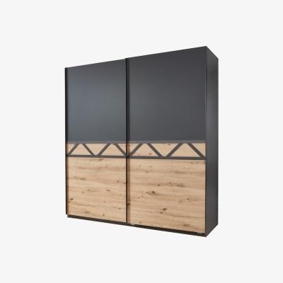 The Range Aberdeen Sliding Wardrobe Graphite and Oak - Graphite and Artisan Oak Finish
