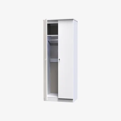 The Range Lumiere Ready Assembled 2 Door Wardrobe with Sensor lighting with LED lights - White Gloss & White