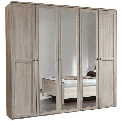 The Range Chalet 5 Door 3 Mirror Oak Wardrobe - Oak