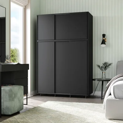 The Range 6ft Sliding Door Wardrobe Bedroom Closet with Hanging Rail - Black Carcass & Black Doors
