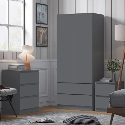 The Range Dark Matt Grey 2 Door 2 Drawer Combination Wardrobe Handleless - Dark Grey