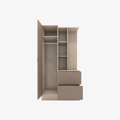 The Range Nevada Mirrored Open Shelf Wardrobe - Oyster Gloss, Light Oak / Oyster Gloss, Light Oak