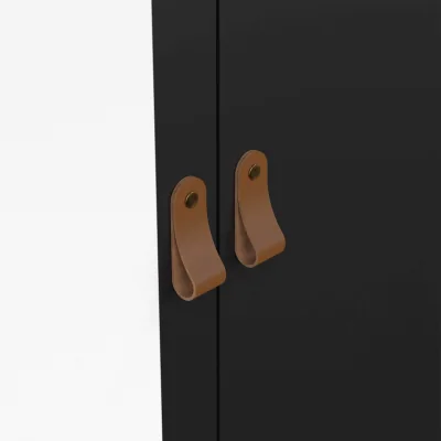 The Range Wildberry Matt Black Wardrobe with Mirror, 2 Doors 2 Drawers, Metal Handles - Black