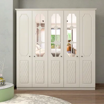 The Range THEO 5 Door Mirrored Wardrobe, White - White
