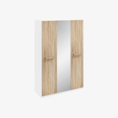 The Range Rio Mirrored Wardrobe - Oak/Alpine White / 3 Door Wardrobe Mirrored