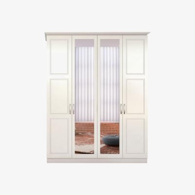 The Range INES 4 Door Mirrored White Wardrobe - White