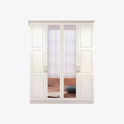 The Range INES 4 Door Mirrored White Wardrobe - White