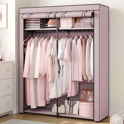 The Range Portable fabric wardrobe with 2 hanging rails, foldable clothes closet, lavender purple - Lavender Purple