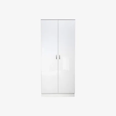 The Range 2 Door High White Gloss Bedroom Wardrobe Modern Storage Furniture - white Gloss