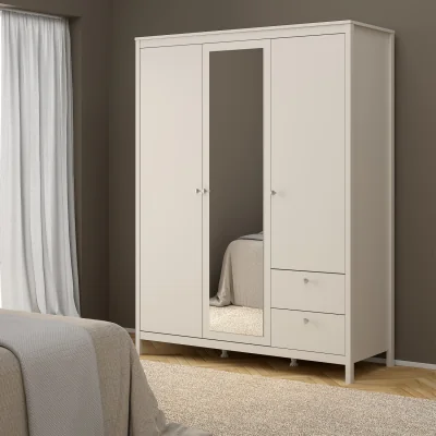 The Range Madrid Wardrobe with 2 Doors 1 Mirror Door 2 Drawers Matt Black - Cashmere
